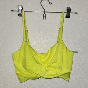 Aerie bright yellow scoop bikini top, size small